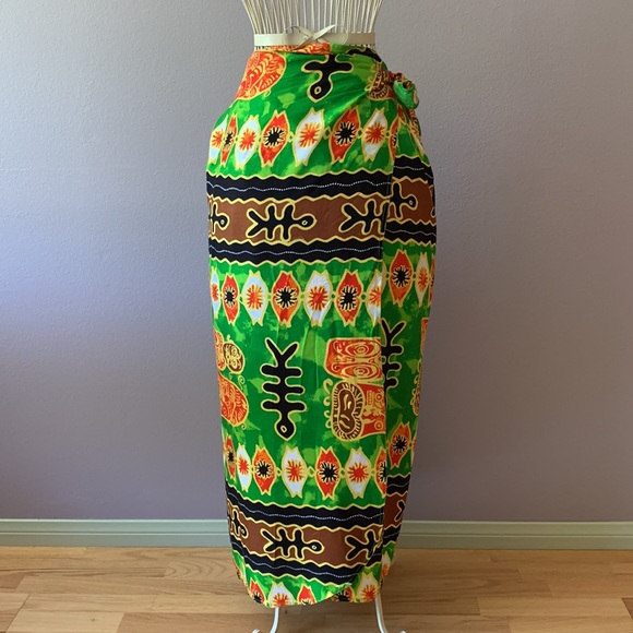 Stunning Vintage 💚🤎2PC Set Wrap skirt Pareo Coverup & Top - Picture 8 of 16